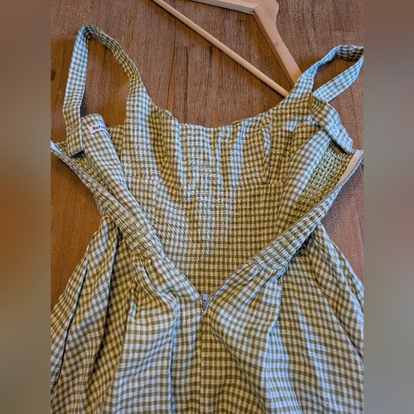 Reformation Daria Linen Mini Dress Avocado Green Gingham Check Size 4 - Picture 11 of 14